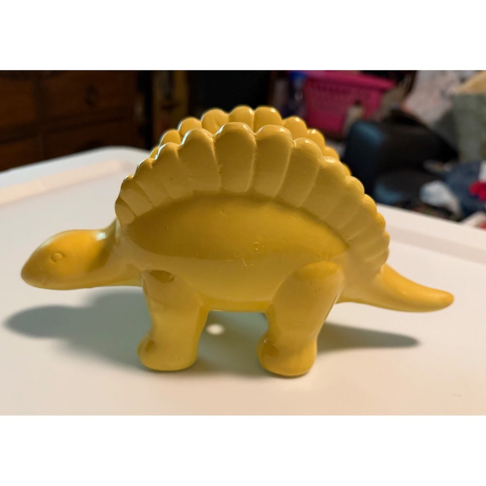 Yellow Ceramic 10" Stegosaurus Dinosaur Planter Succulent Pot Horizon Group USA